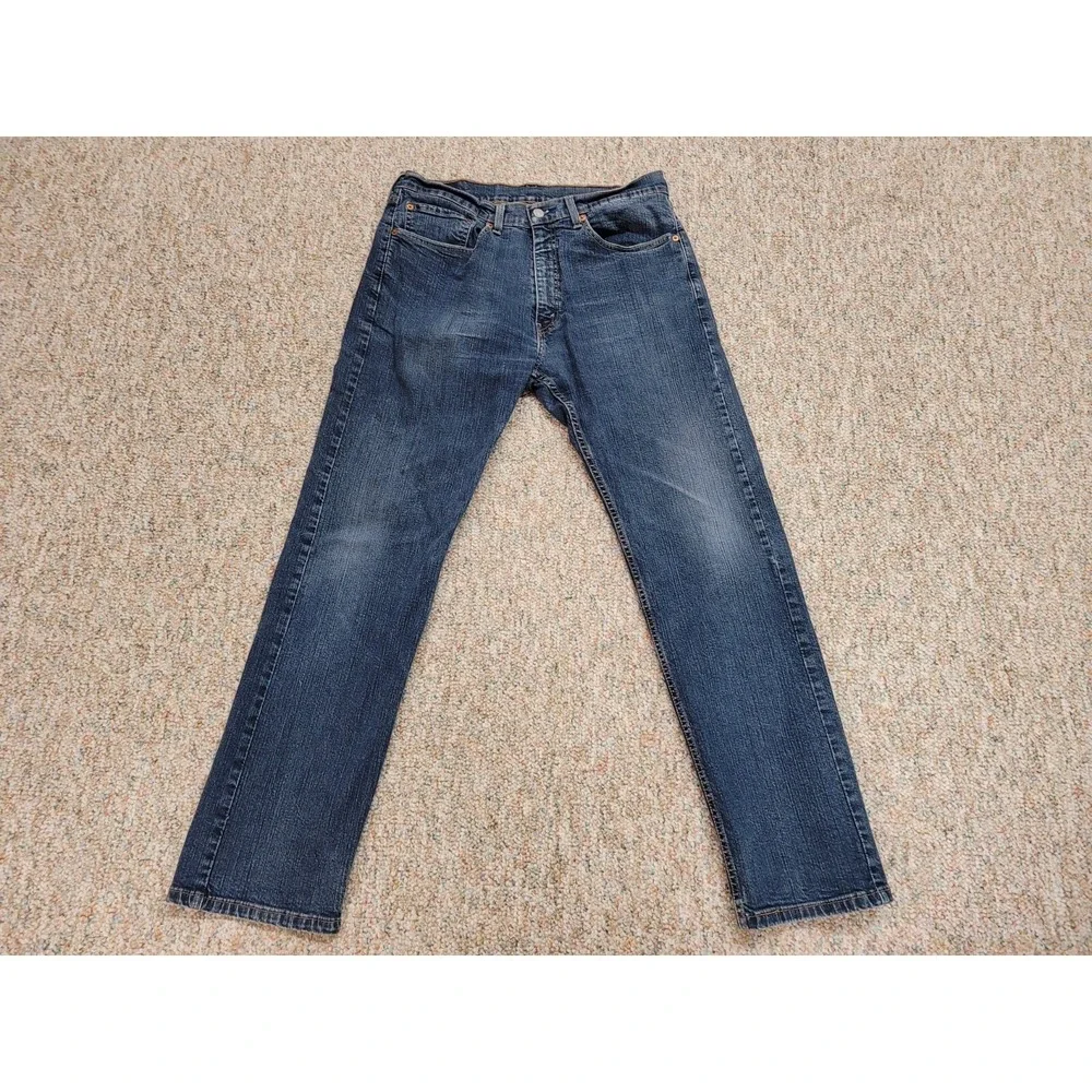 Levis 505 Straight Leg Jeans Mens 34x30 Blue Denim Classic Casual‎ Zipper Fly